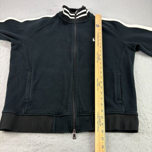 Polo Ralph Lauren Baseball Jacket Mens XL Black White Stripe Full Zip Casual - Picture 7 of 9